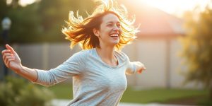 Person exercising with vibrant energy.